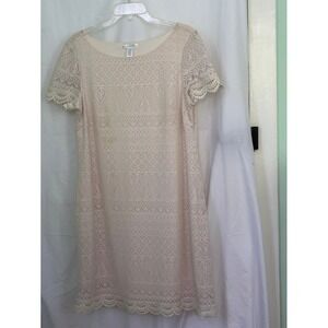London‎ Times Cream Lace Dress US 14 Short Sleeve Lined Elegant
